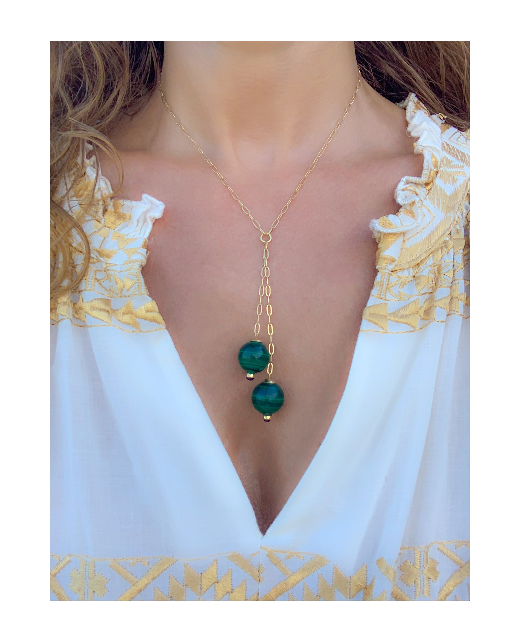 Eliza Three Layered Emerald Necklace Set – AG'S